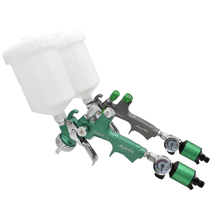 High Quality LVLP Auarita Spray Gun L898 Painting Gun 1.3mm Nozzle With Air Regulator Water Based Air Spray Gun Airbrush