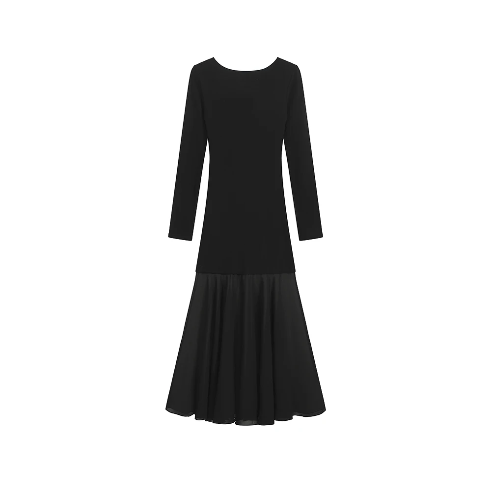 Robe queue de poisson élégante à manches longues pour femmes, jupe cintrée en mousseline de soie, épaules dénudées, tissu Polyester, Style français 2025