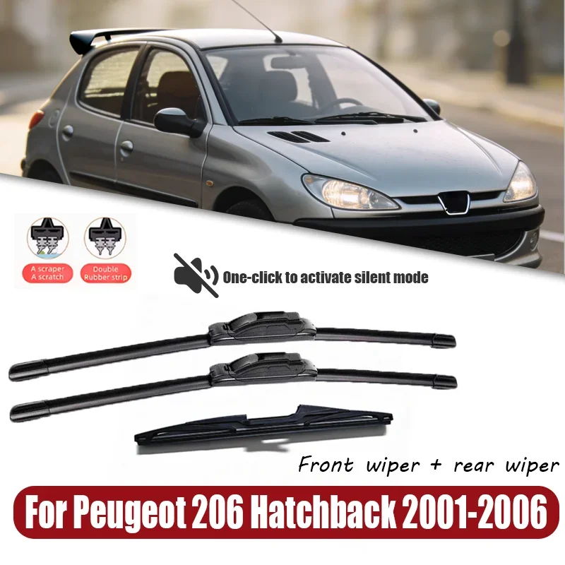 

26'+16'+14' Front and Rear Wiper Blades Windshield Windshield Window Brushes for Peugeot 206 Hatchback 2001-2006