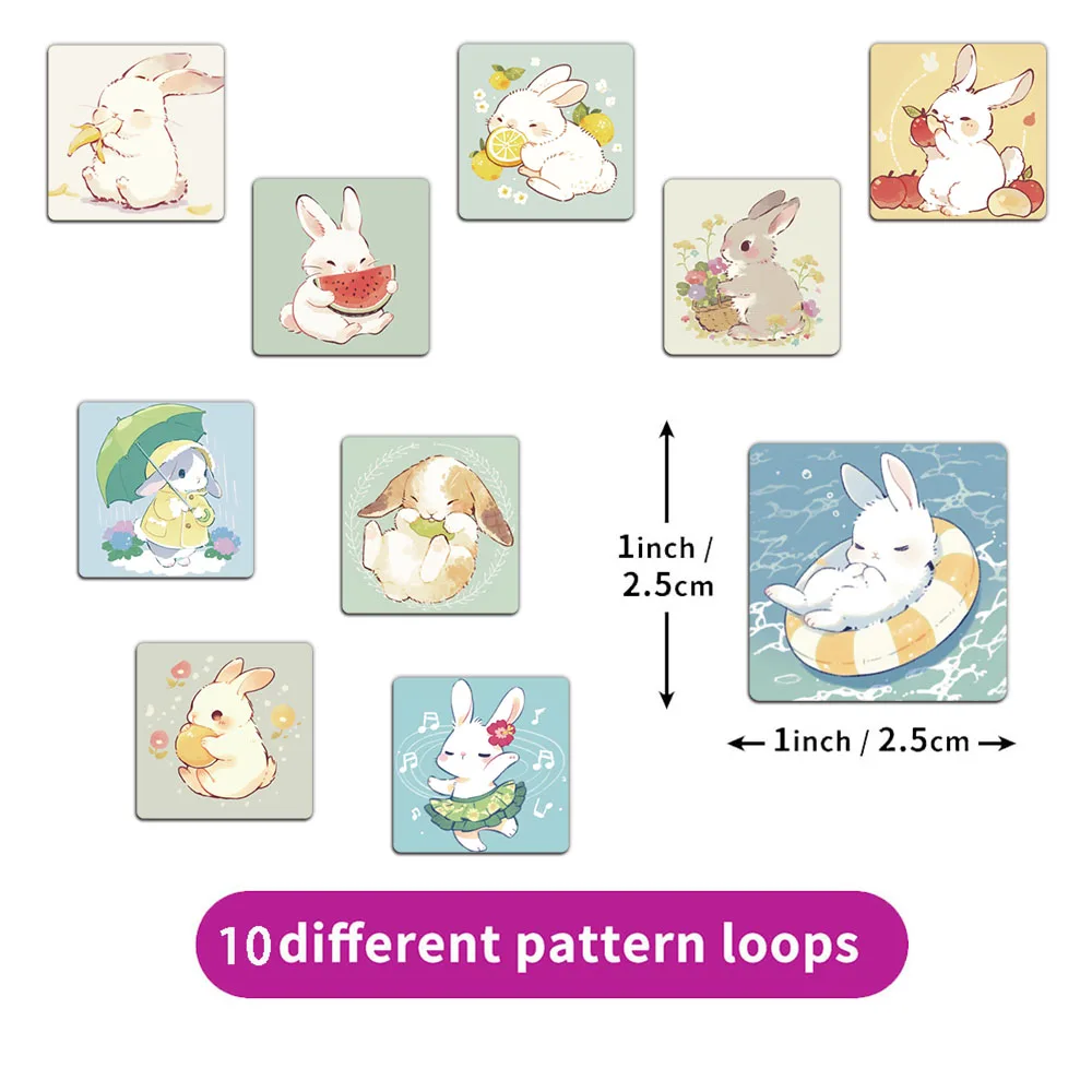 500PCS Little Rabbit's Summer Roll Stickers Cross border Hot Selling Account Materials Decorative Envelope Sealing Stickers