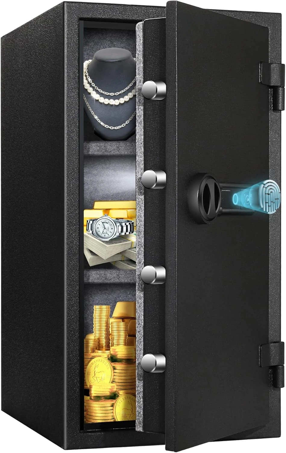 

3.47 Cubic Feet Fireproof Safe, Safe Box with Fingerprint, Large Steel Money Safe Home Safe with Digital Lock for Home