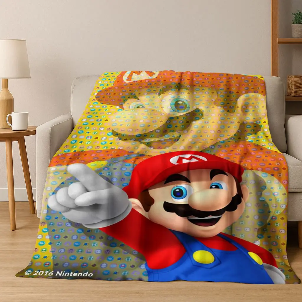 3D Mario Cartoon Gift Flannel Blanket,Warm and Cozy Soft Throw Blanket for Home Bedroom Bed Sofa Travel Picnic Office Cover Kid view 6