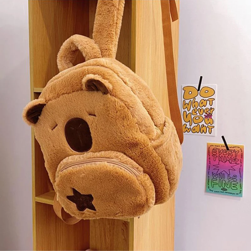 Cute Capibara Plush Capybara Backpack Versatile Cartoon Students Crossbody Bag School Bags