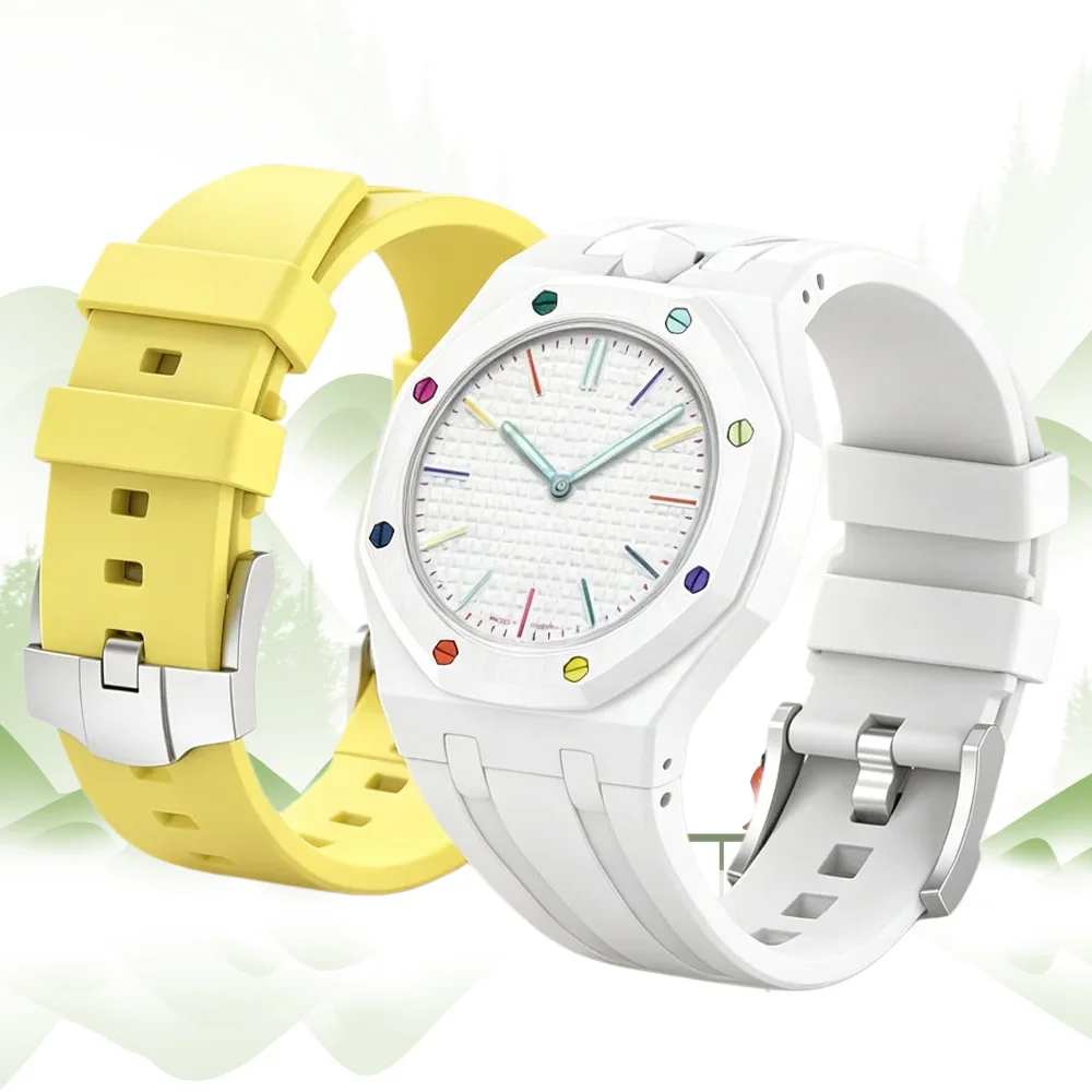 Correa de Silicona Integrada + Funda de PC para Reloj de Bolsillo Swatch X AP Royal Pop, Kit de Modificación de Reloj de Pulsera