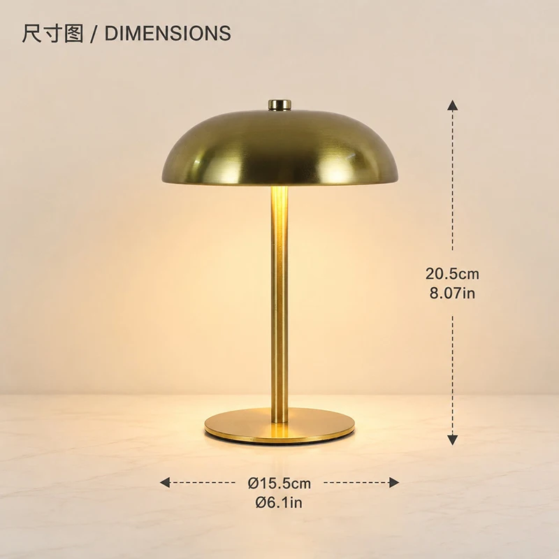 Cute Mushroom Table Lamp, Touch Control 3 Colors Dimmable, Cordless Rechargeable LED Bedside Lamp for Home Decor Gift view 6
