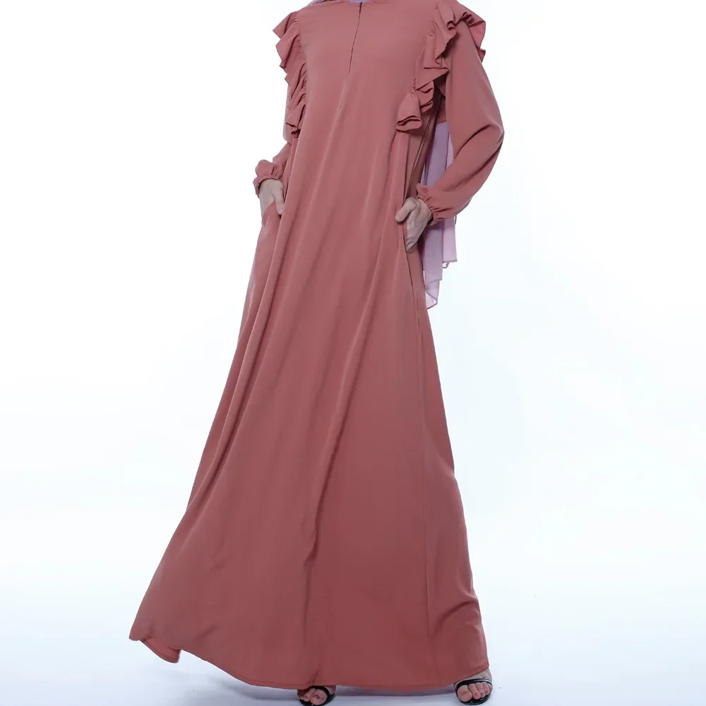 Ruffled Women Dress Muslim Abayas Women Spring and Autumn Abaya Fashion Elegant Casual  Long Sleeve Turkey Dress for Women Robes
