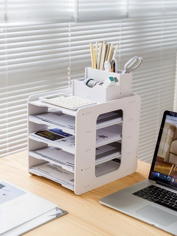 A4 ورقة سطح المكتب تخزين الرف وثيقة درج المنظم متعدد الطبقات توفير المساحة التخزين لمكتب مكتب منظم قرطاسية #6