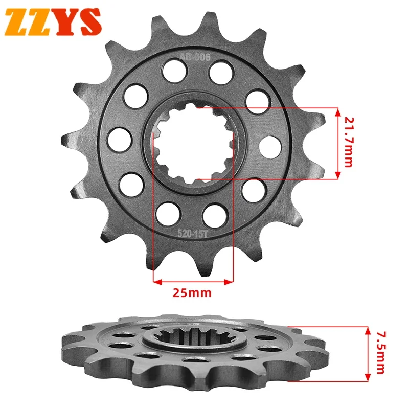 

520 15T 15 Tooth Front Sprocket Gear Staring Wheels Cam For Kawasaki Road ZX-6R 2019-2023 ZX636H ZX6R Ninja 636 ZX636 ZX 6R 636