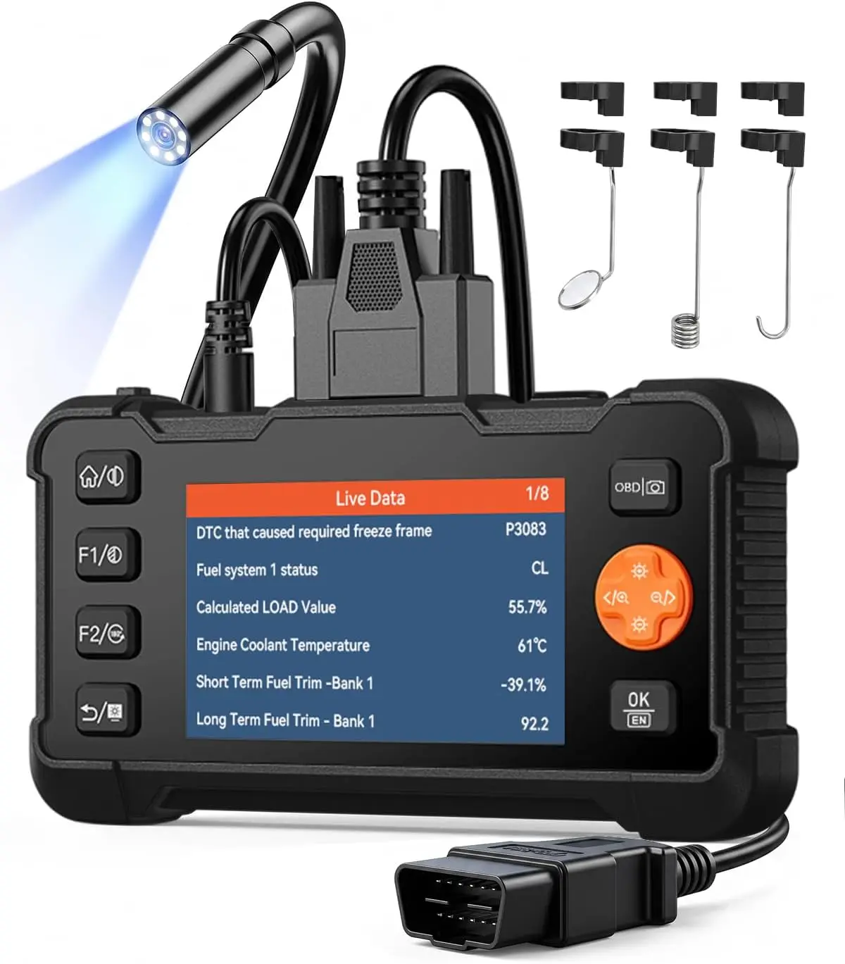 2-in-1 OBD2 Scanner and Lighted 1080P Endoscope Camera