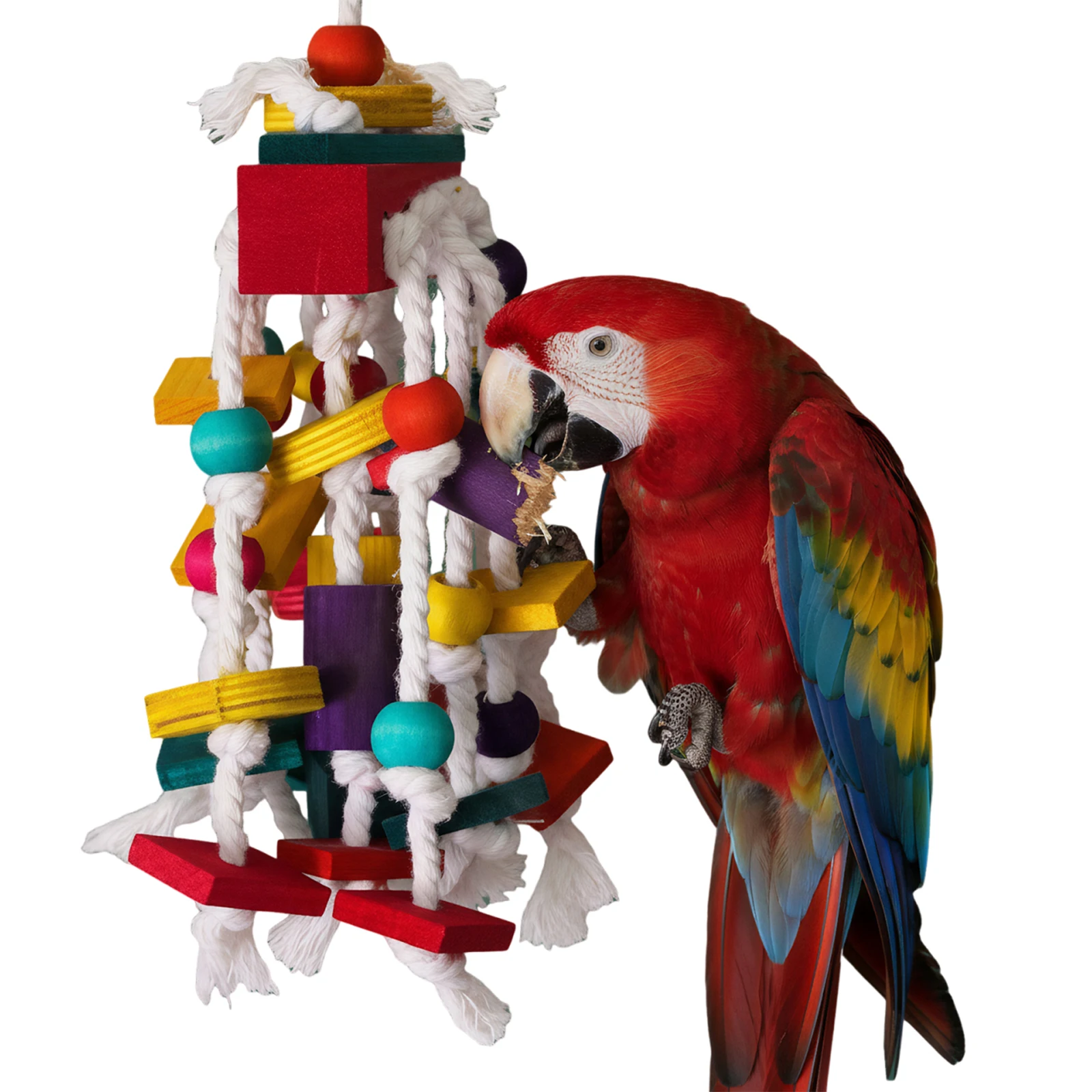 Natural Wood Bird Toys Beak Exercise Entertainment Large Parrot Toys for Large Medium Macaws African Greys Cockatoos view 3
