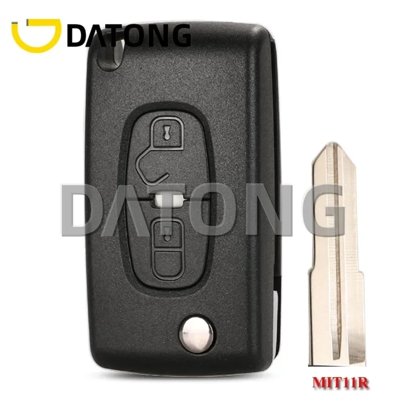 

CHANKey FOR Peugeot 4007 ET 4008 Citroen C-Crosser C4 Aircross 2 Button Flip Remote Key Case Shell Fob MIT-11R Blade CE1731