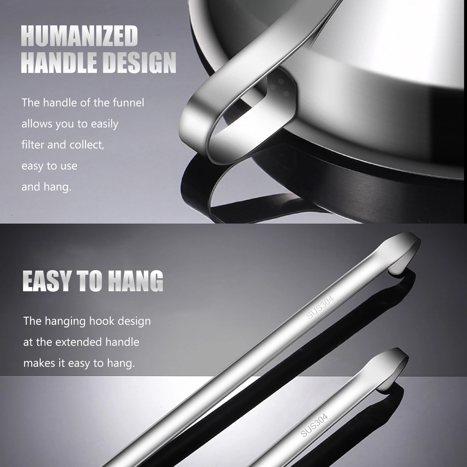 

Stainless Steel Ladle Funnel Set Sauce Oil Filter Kitchen Gadgets Long Spoon Ergonomic H Quality Easy Use