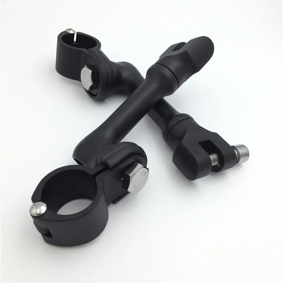 

Motorcycle Black Long Angled Adjustable Highway Peg Mounting Kit For Harley/Honda any Bike with 1.5 inch Front Engine Guard