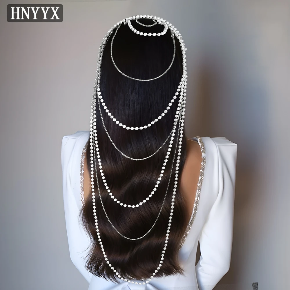 

YouLaPan Fashion Bridal Wedding Pearls Tassel Hair Accessories Elegant Women Mesh Chain Necklace Premium Banquet Headpiece YXA09