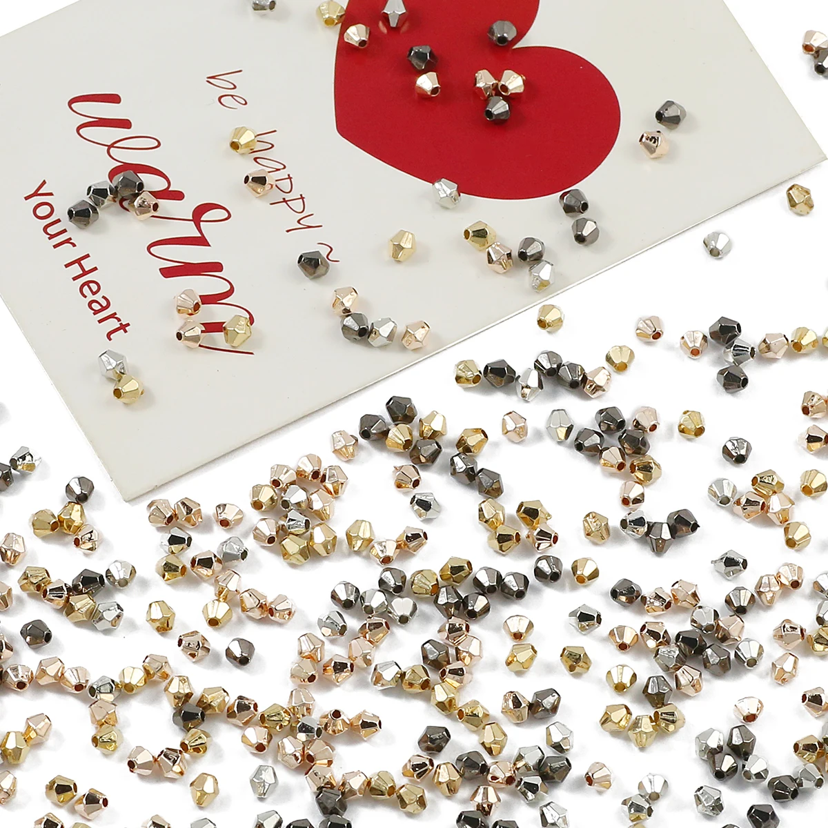 100-400pcs 4mm Bicone Gold Color Acrylic Beads Plated Silver Color Loose Beads for Jewelry Making DIY Bracelet Necklace Findings