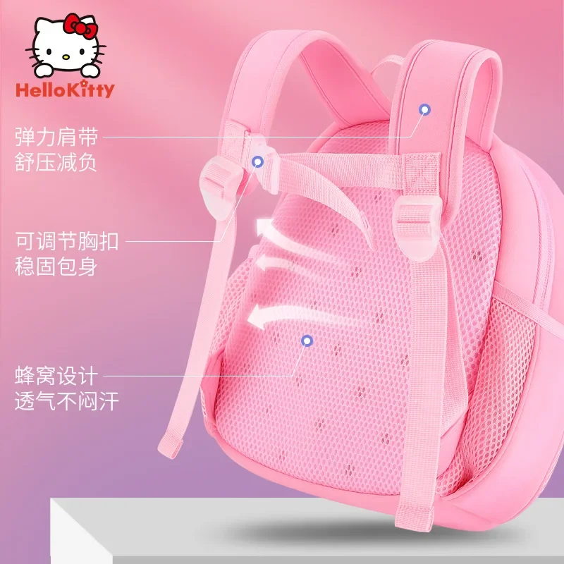 Sanrio New Hello Kitty Student Schoolbag Cute Children's Shoulder Pad Lightweight Cartoon Large Capacity Backpack