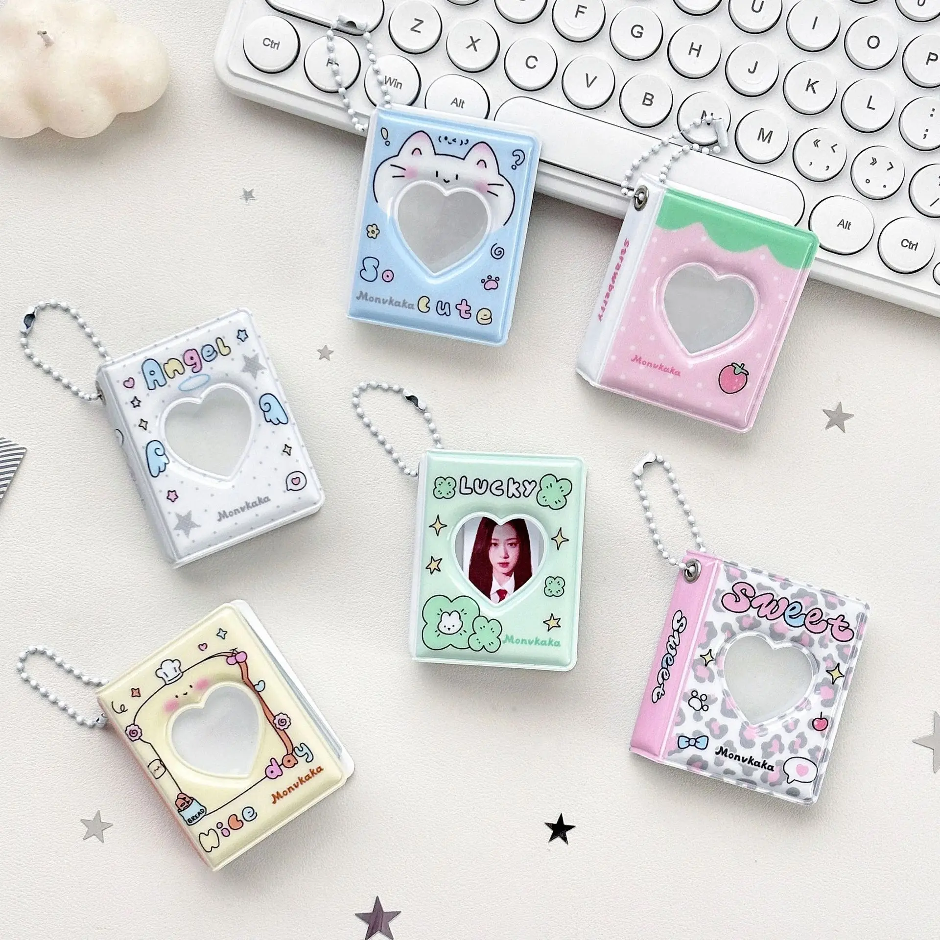 Álbum de tarjetas de fresa de una pulgada, pegatina para fotos, álbum de identificación, colgador de álbum de fotos, libro de almacenamiento, colección de tarjetas de abanico de estrellas