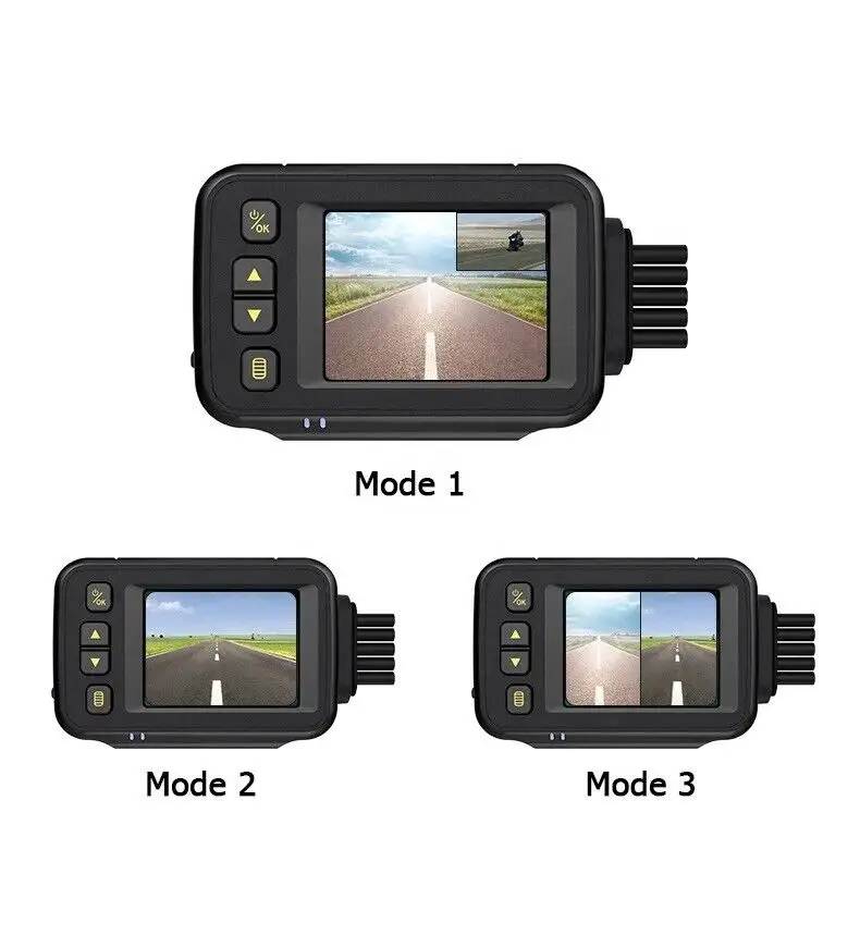 Waterproof Motorcycle DVR Front and Rear Camera 3 Inch Motorcycle Dashcam Camera Video Recorder DVR Night Vision Black