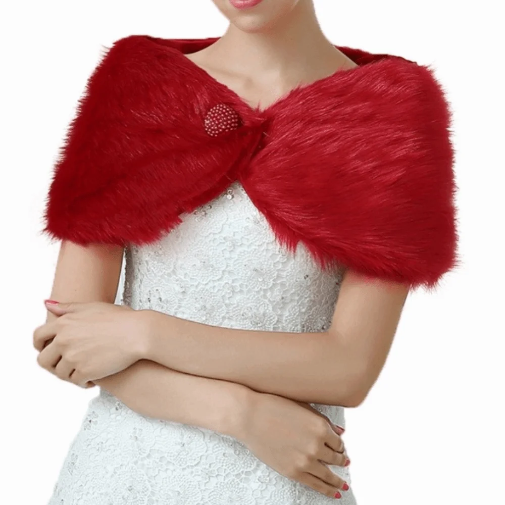 

Bride Shoulder Fake Collar Wedding Faux Fur Shawl Ticken Warm Faux Fur Shawl Clothes Decoration Neck Wrap Rabbit Fur Scarves