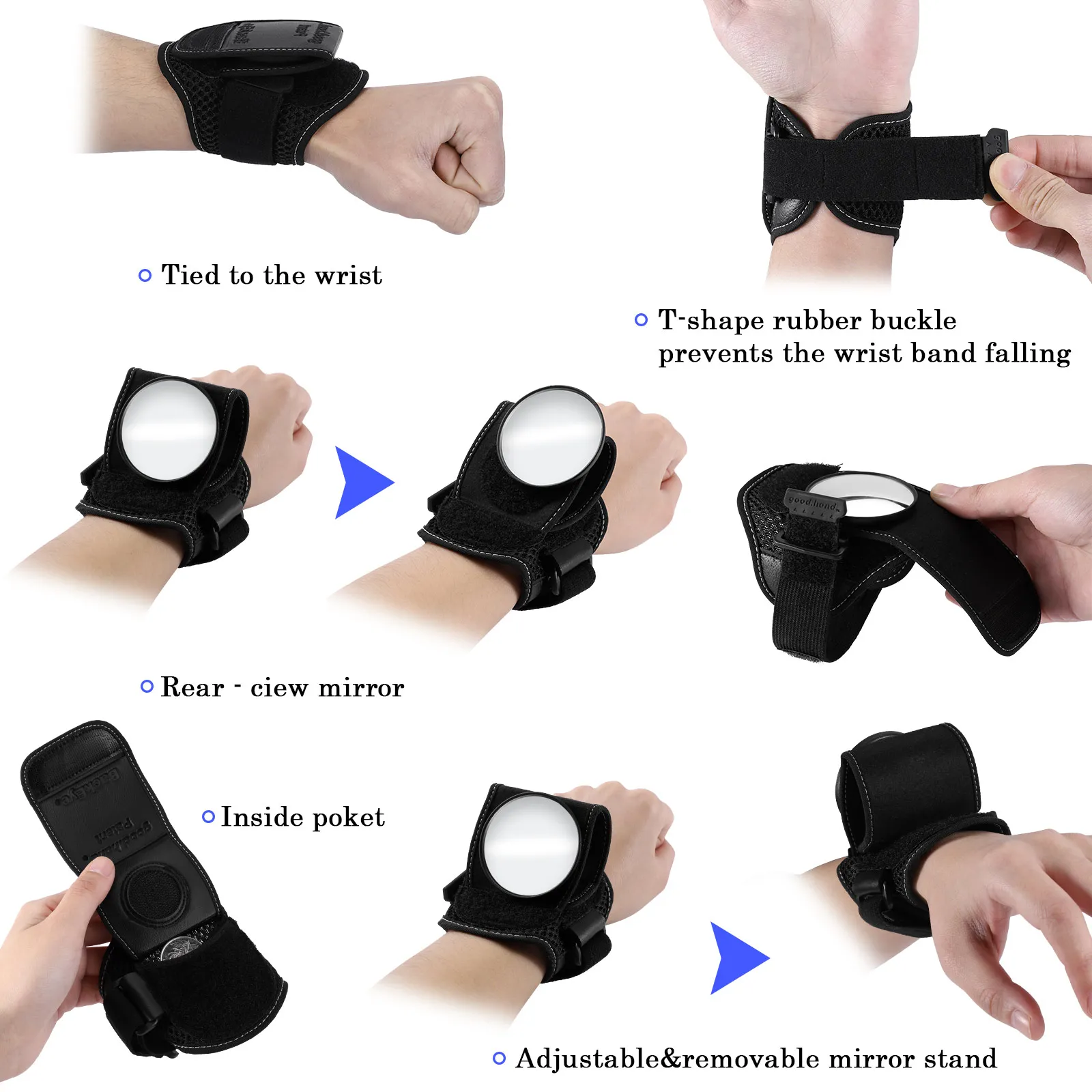 

Bicycle Mirrors Bicycle Wrist Mirror Rearview Wristband Motorbike Handlebar Reflector Wristband Mirror Riding Equipment