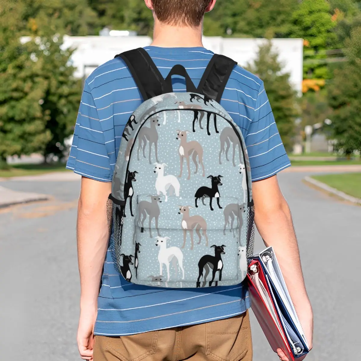 Italian Greyhound Themed Backpack Student BookBag Kids School Bag Computer Shoulder Bags for Men Women
