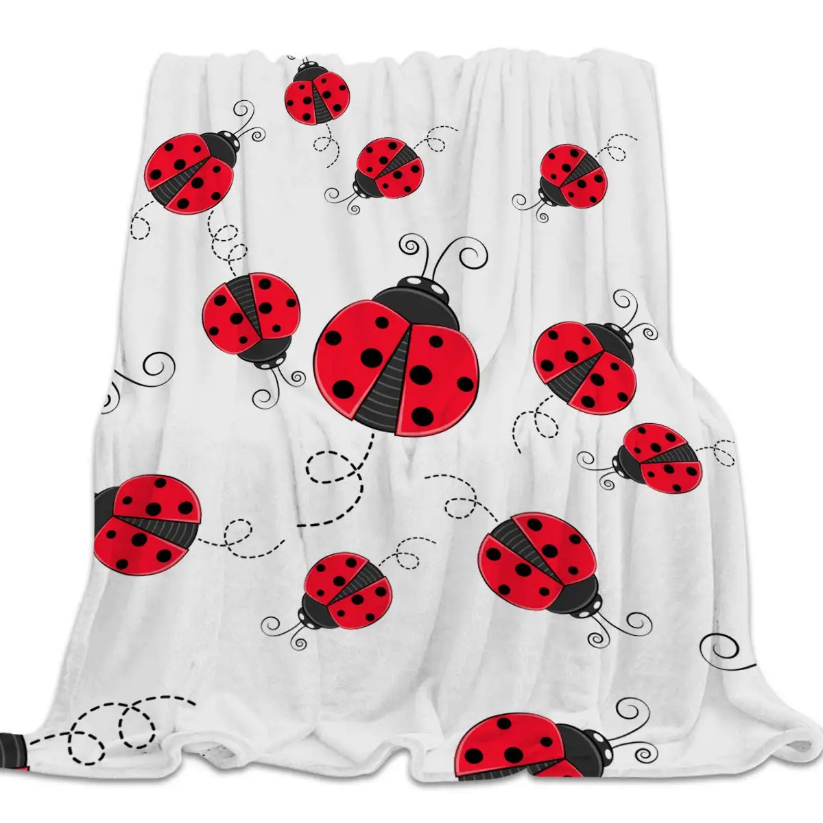 Colorful Insect Beetle Throw Blanket,Cartoon Ladybug Blanket Soft Cute Ladybird Reptile Fleece Flannel Nap Blanket For Bed Sofa