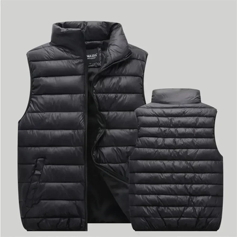 Autumn Winter Men's Sleeveless Jacket Casual Vest Lightweight Warm Thicken Padded Coat Outdoor Waistcoat Work Wear Male Clothes