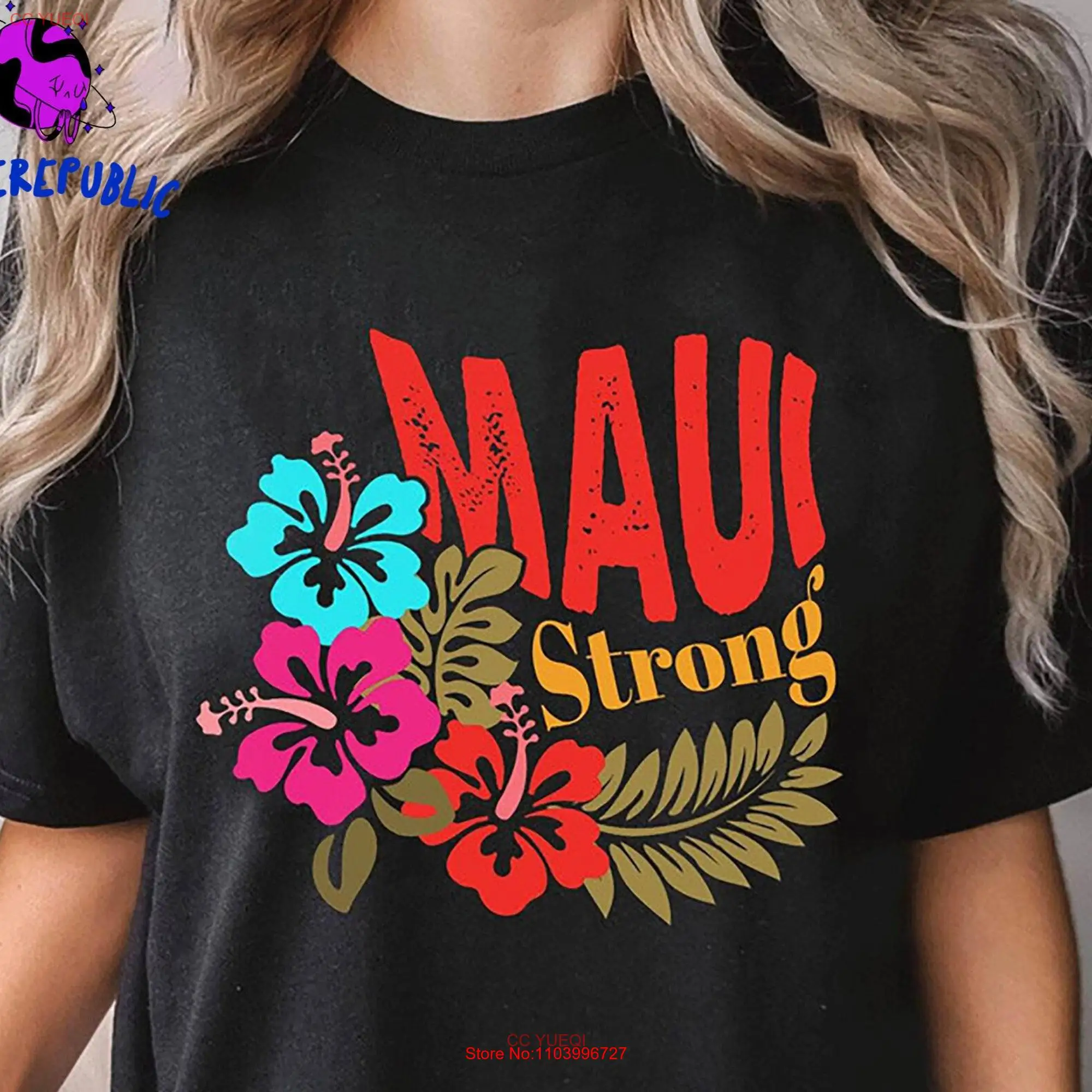 Hawaii Fire Trendy T Shirt Maui Strong Crewneck Lahaina Banyan Tree Shoreline Retro Wildfire  long or short sleeves