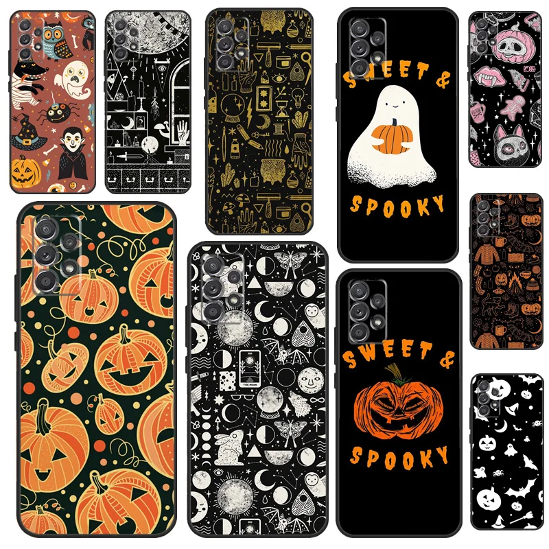 Pumpkin Bat Witch For Samsung Galaxy A16 A26 A54 A34 A14 A22 A32 A52 A55 A35 A15 A53 A13 A05 A06 A36 A56 Case