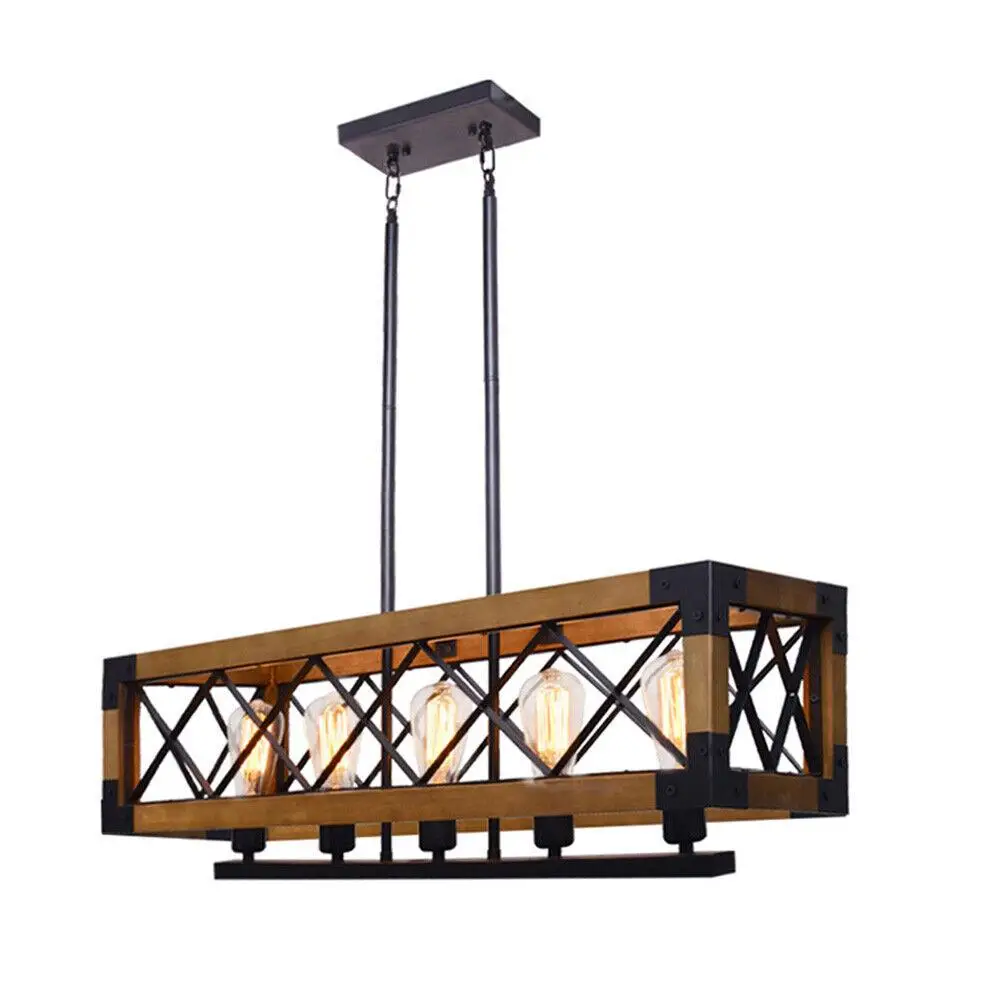 Farmhouse Wood Chandelier Kitchen Island Pendant Light Fixture Ceiling Light