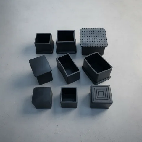 Square Rectangle Rubber Table Feet Black Chair Leg Caps Furniture Tube End Covers Non Slip