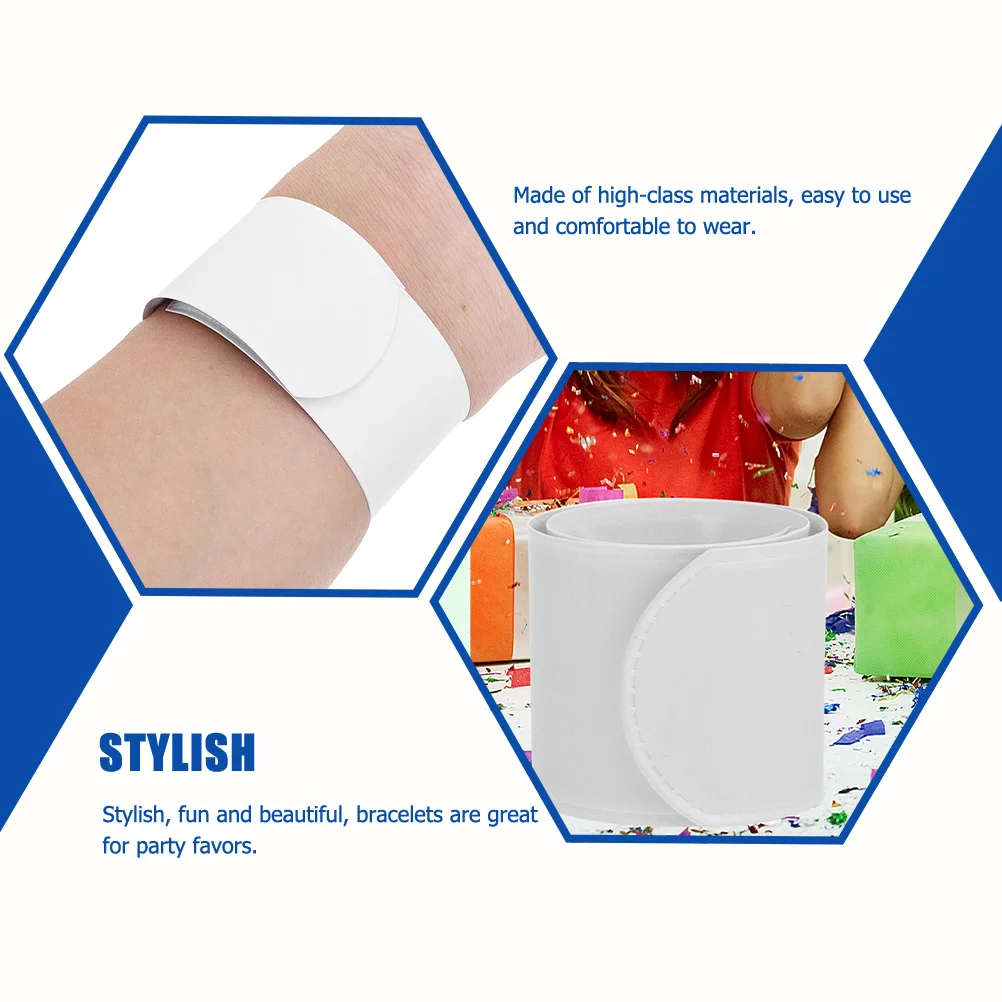 

24Pcs Kids Slap Wristbands Blank Adjustable DIY Bracelet for Party Favors School Events Durable Comfortable Slap Bracelets