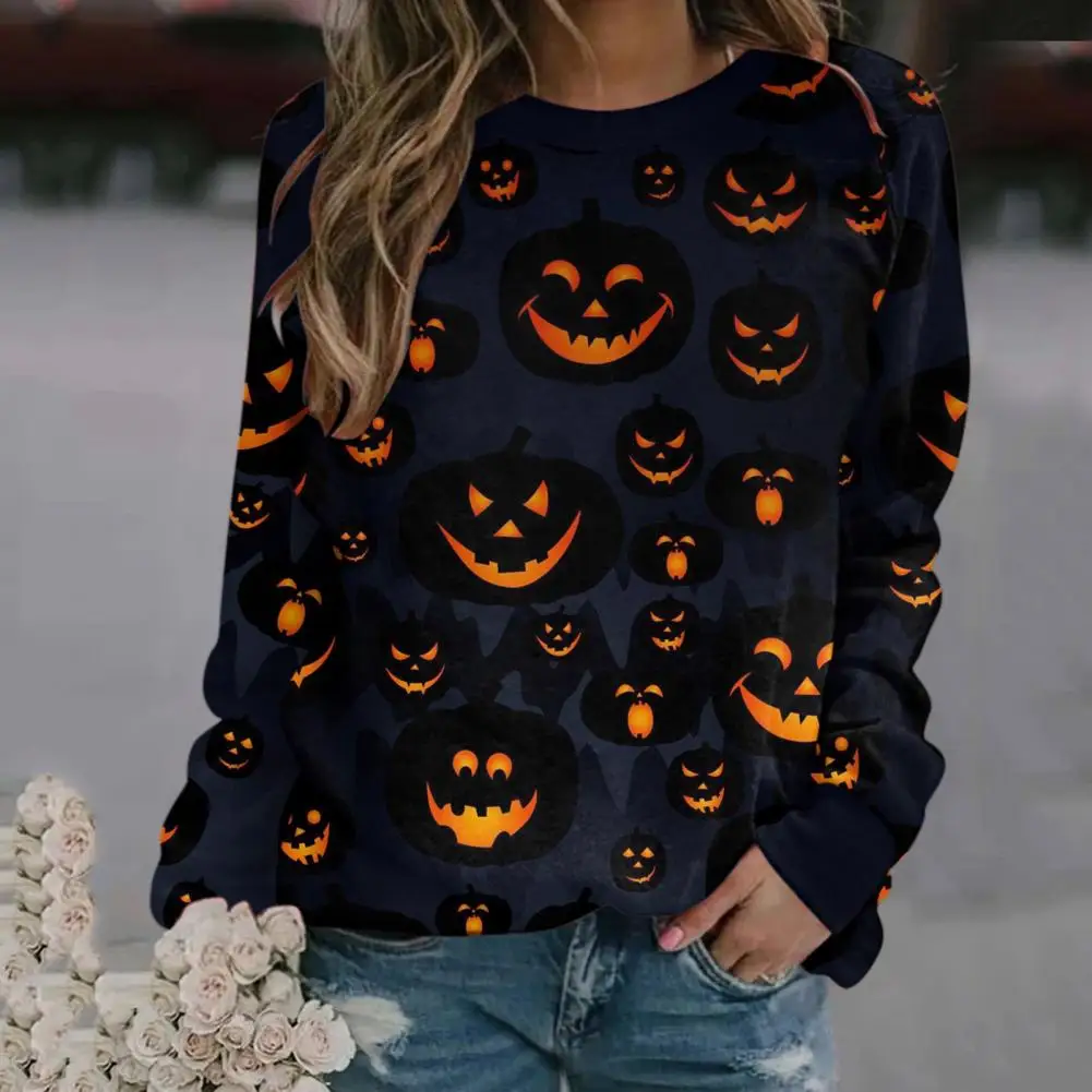 Colorful Candy Elastic Cuff Candy Pumpkin Lady Sweatshirt for Daily Wear