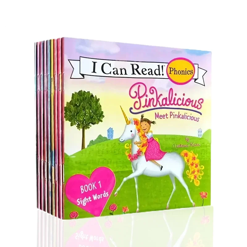 

12 Books Set I Can Read Pink Girl Series, Mini Portable English Picture Books, Kids Storybooks, Reading Training Materials