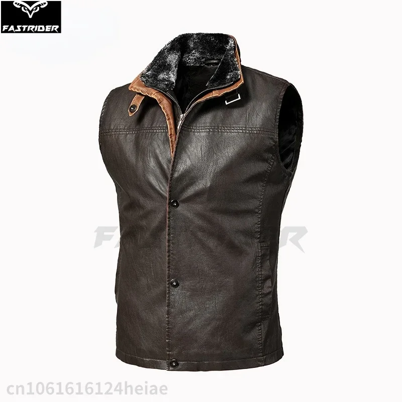 Men's Leather Jacket Autumn PU Vest Large Size S-5XL Casual Retro Men's Coat Workwear Vest Motorcycle Vest