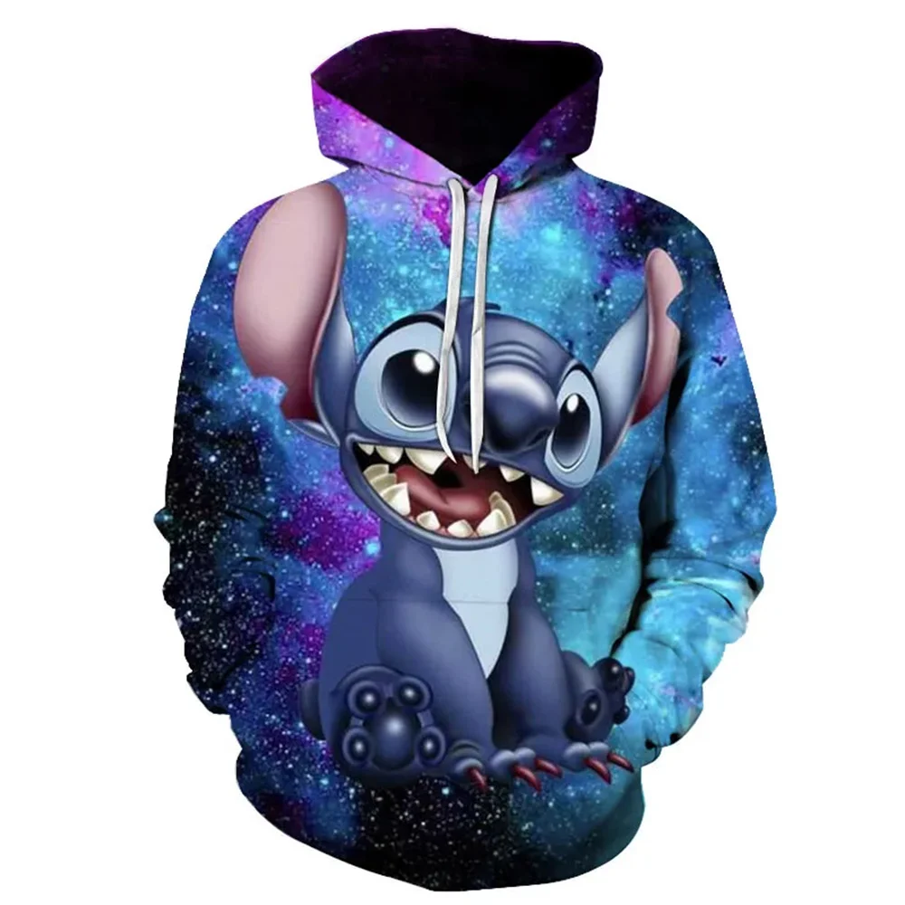 

Disney Lilo Stitch Pullover Hoodies Long Sleeve Sweatshirt Boys Girls Men Women Clothes Parent-child Cartoon Tops Coat Spring