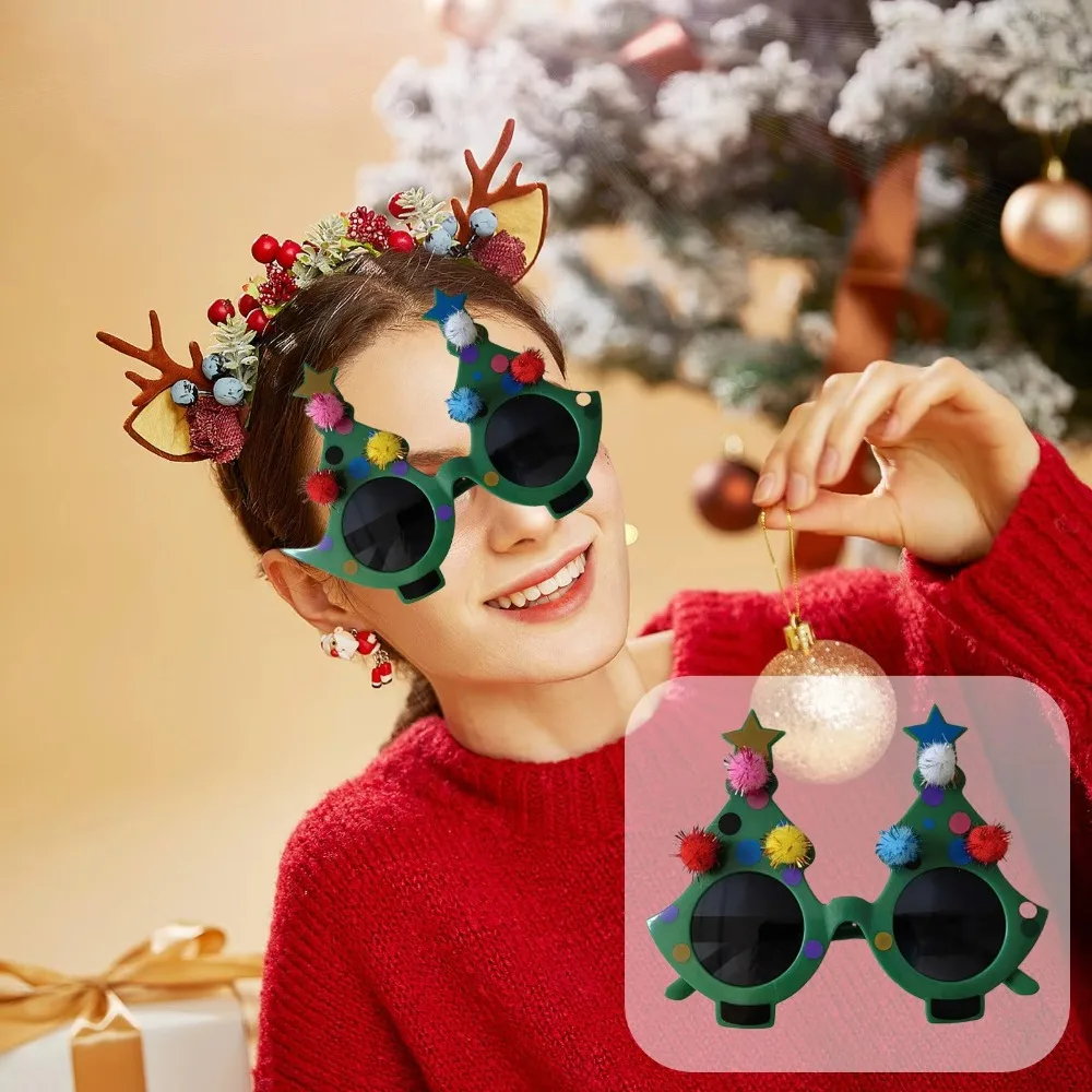 Happy Birthday Christmas Tree Glasses Sunglasses Photo Prop Christmas Tree Shape Party Favors Supplies Plastics Funny