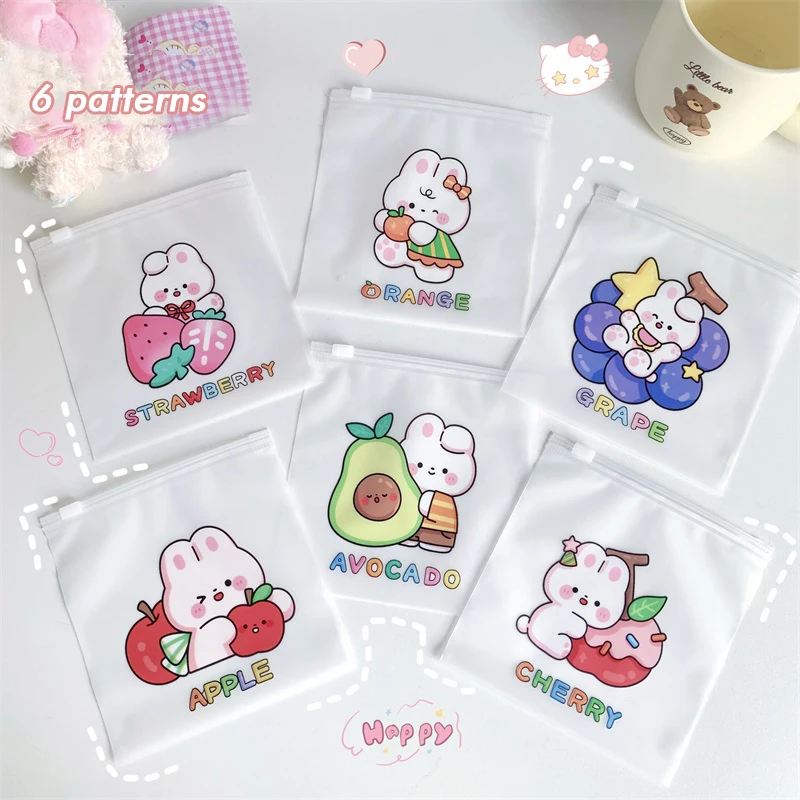 20/50/100pcs Zipper Storage Bag Cute Cartoon Pattern Printing Snack Cosmetics Storage Bag Frosted Self Sealing Packaging Bag