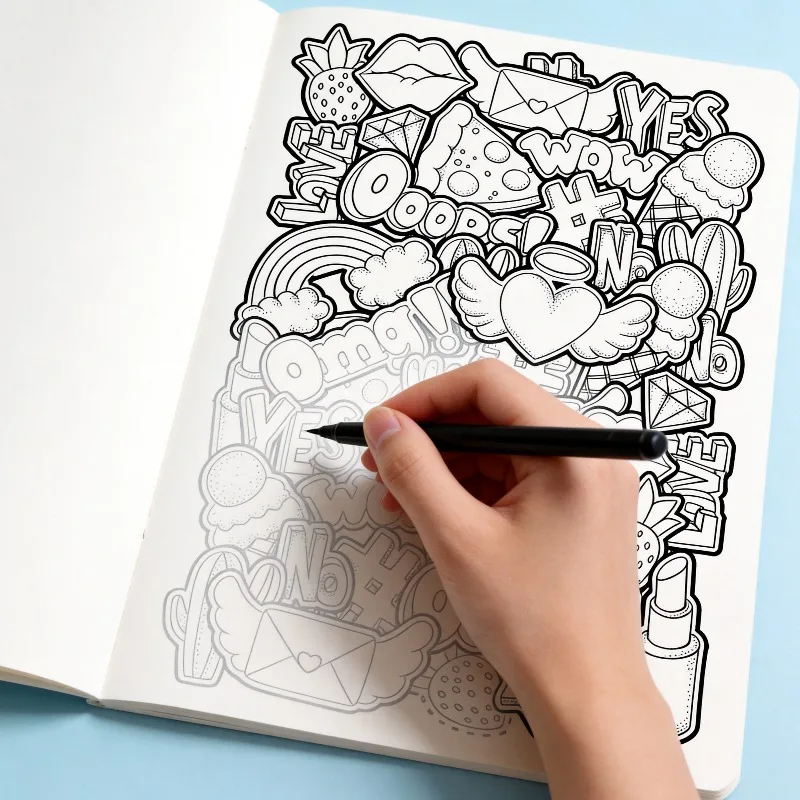 A Decompression and Fun Coloring Graffiti Art Book Suit for Artistic Creation 21 Patterns Can Bring A Creative Spiritual Release