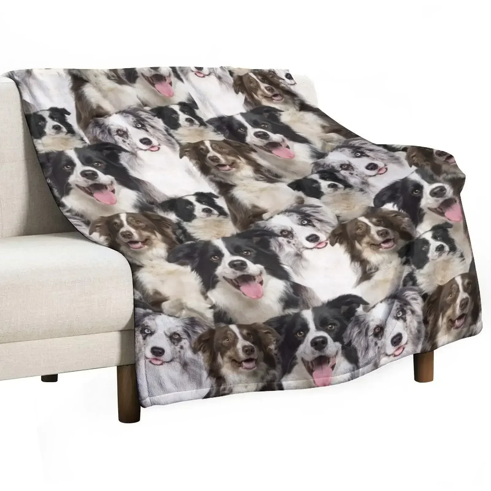 Border Collie Dog Throw Blanket funny gift Flannel Fabric Luxury Throw Custom Blankets