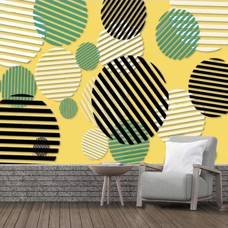 New Modern Contrasting Color Geometric Circle Nordic Minimalist Creative Art Retro Inlay Color Bedroom Cabinet Wall Sticker