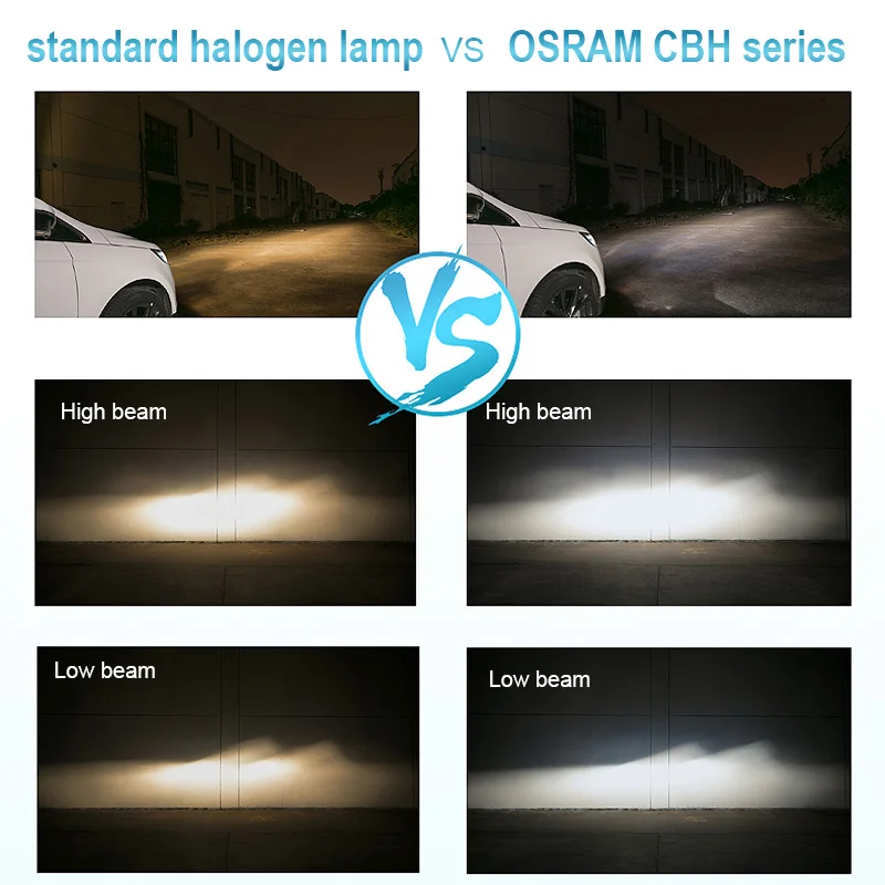 OSRAM H4 9003 HB2 Halogen Headlight Car Light 5300K Original Genuine 12V 62193CBH Cool Blue Hyper White 55/60W (Pair)