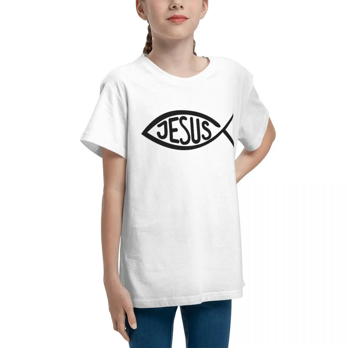 Crewneck Jesus Fish Fitted For Sale Adolescents Basic Short Sleeve T-Shirt T-shirts Novelty High grade Travel Funny Joke