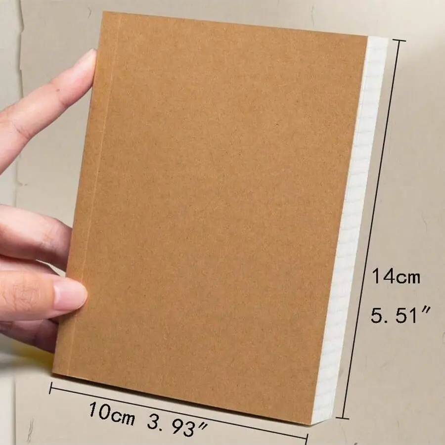 A6 Pocket Thickened Notebook 256 Pages 128 Sheets Line Blank Grid Inner Pages Kraft Paper Cover Small Notepad Book - 2