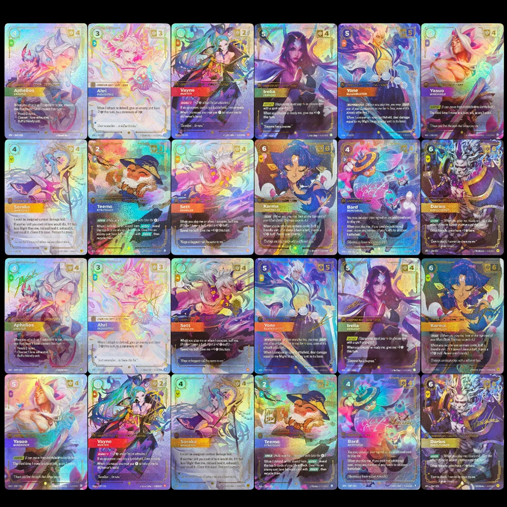Набор игровых карт DIY Proxy Riftbound SFD English Ahri Aphelios Irelia Vayne Teemo Sett Yone Soraka Karma Signature Overnumbered