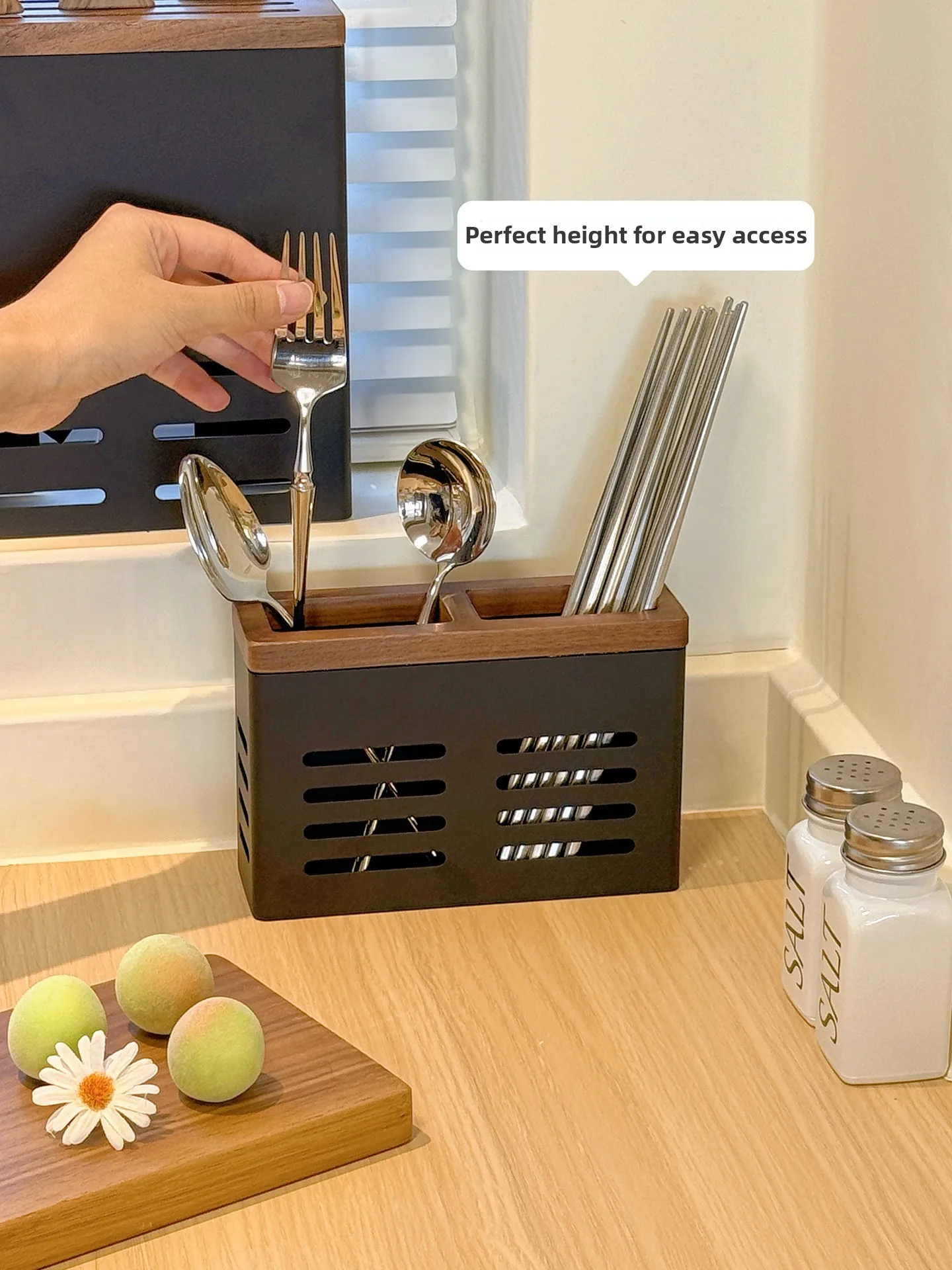 

Высококачественный настенный ящик для хранения измельчения из нержавеющей стали, держатель для кухонной утвари, органайзер для измельчения из деревянного материала