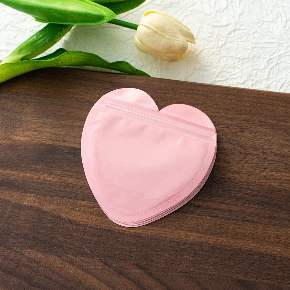 50pcs 10x10cm Heart Shaped Plastic Bag For DIY Candy Earrings Bracelet Gifts Hairpin Storage Jewelry Packaging Pouches Supplies