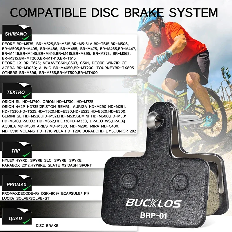 BUCKLOS Resin Brake Pads for SHIMANO B01S Disc Brake Pad for M485 TX805 M445 M395 M575 M475 Bike Hydraulic Disc Pads Cycling Par