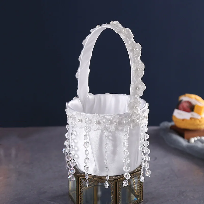 Cesta nupcial de boda americana, pequeño encaje de diamantes, romántica, Scatter Flower Basket, suministros de boda