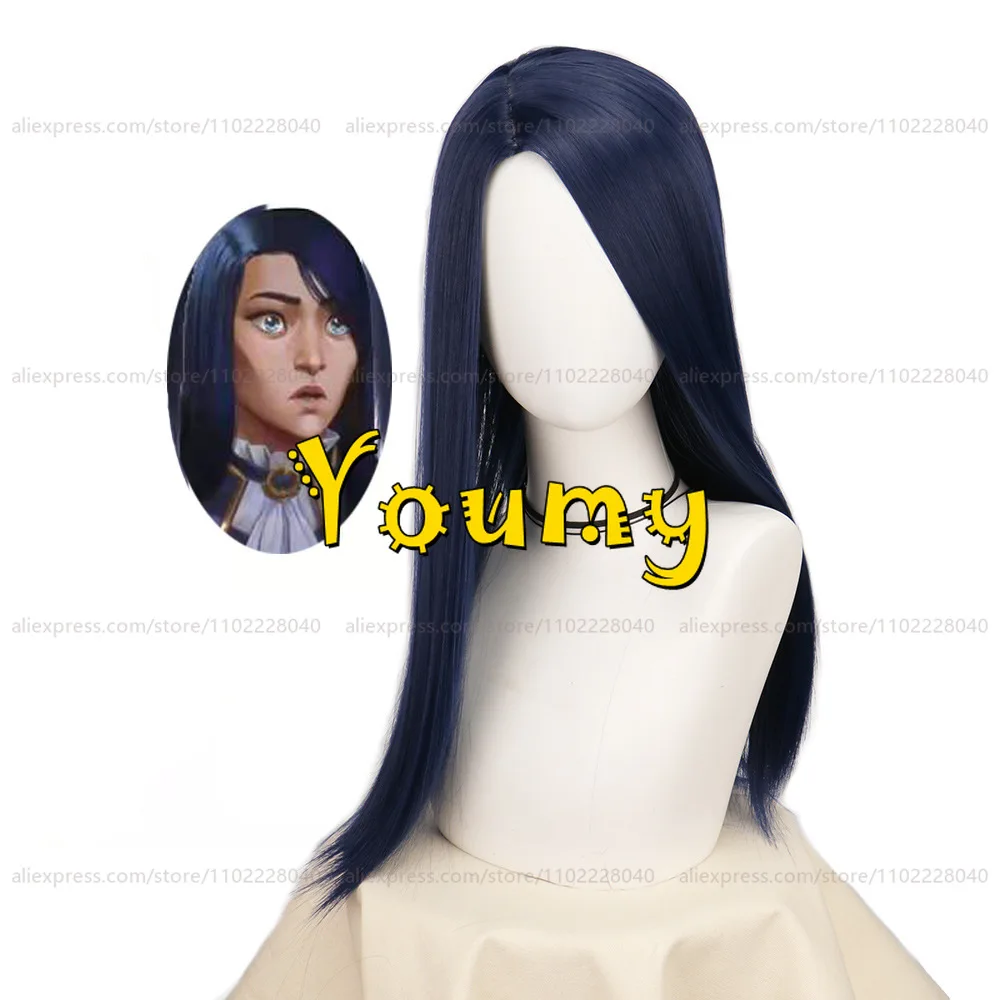 LOL Caitlyn Kiramman Wig The Sheriff of Piltover Cosplay Blue Black Wig Cosplay Anime Cosplay Wigs Heat Resistant Synthetic Wigs